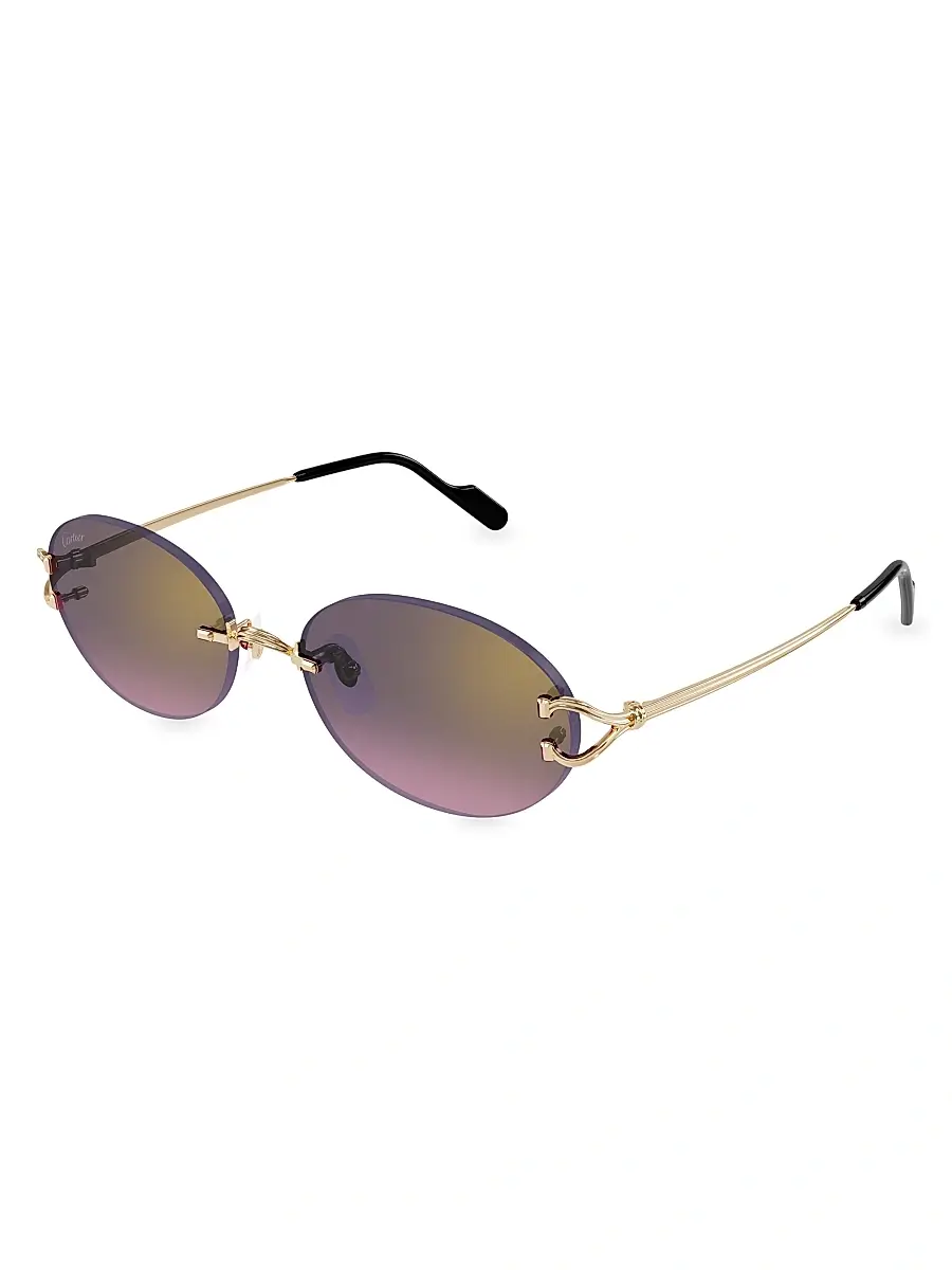 Cartier Men's C Decor 55MM Oval Sunglasses - Gold Purple | Thumbnail 1 Cartier Men's C Decor 55MM Oval Sunglasses - Gold Purple | Thumbnail 1
