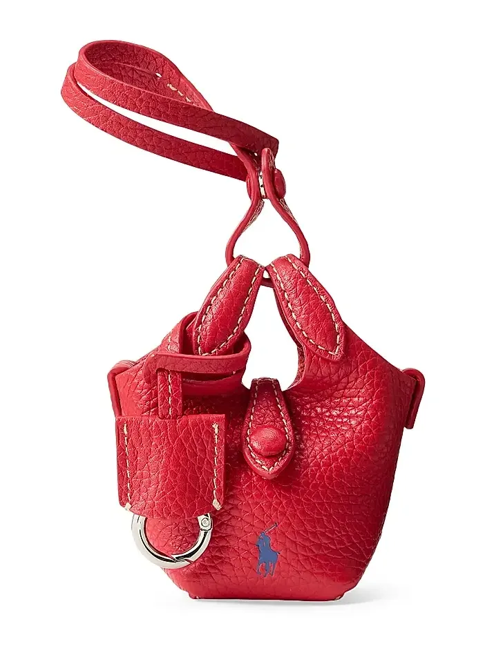 Women's Shiny Drum Pebbled Leather Bag Charm