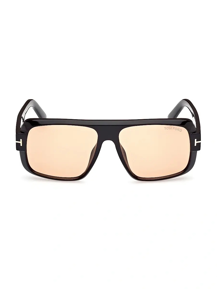 TOM FORD Men's Turner 58MM Navigator Sunglasses - Shiny Black Peach | Thumbnail 3