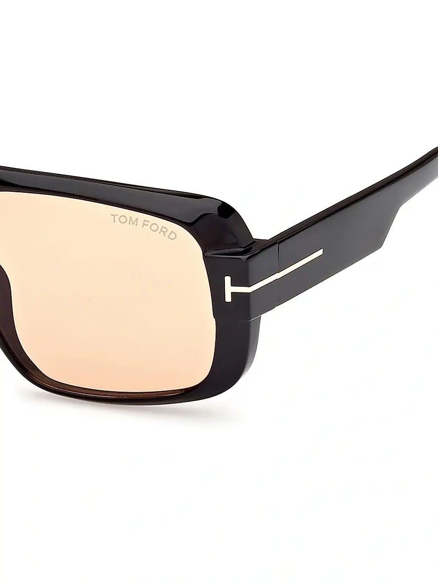 TOM FORD Men's Turner 58MM Navigator Sunglasses - Shiny Black Peach | Thumbnail 4