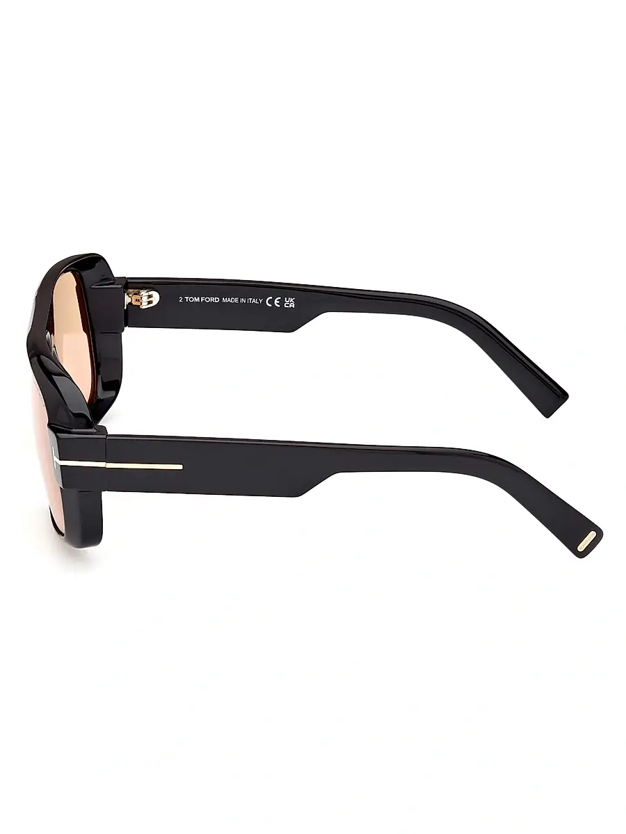 TOM FORD Men's Turner 58MM Navigator Sunglasses - Shiny Black Peach | Thumbnail 5