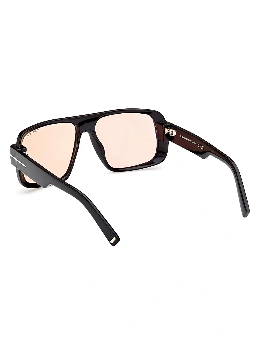 TOM FORD Men's Turner 58MM Navigator Sunglasses - Shiny Black Peach | Thumbnail 6
