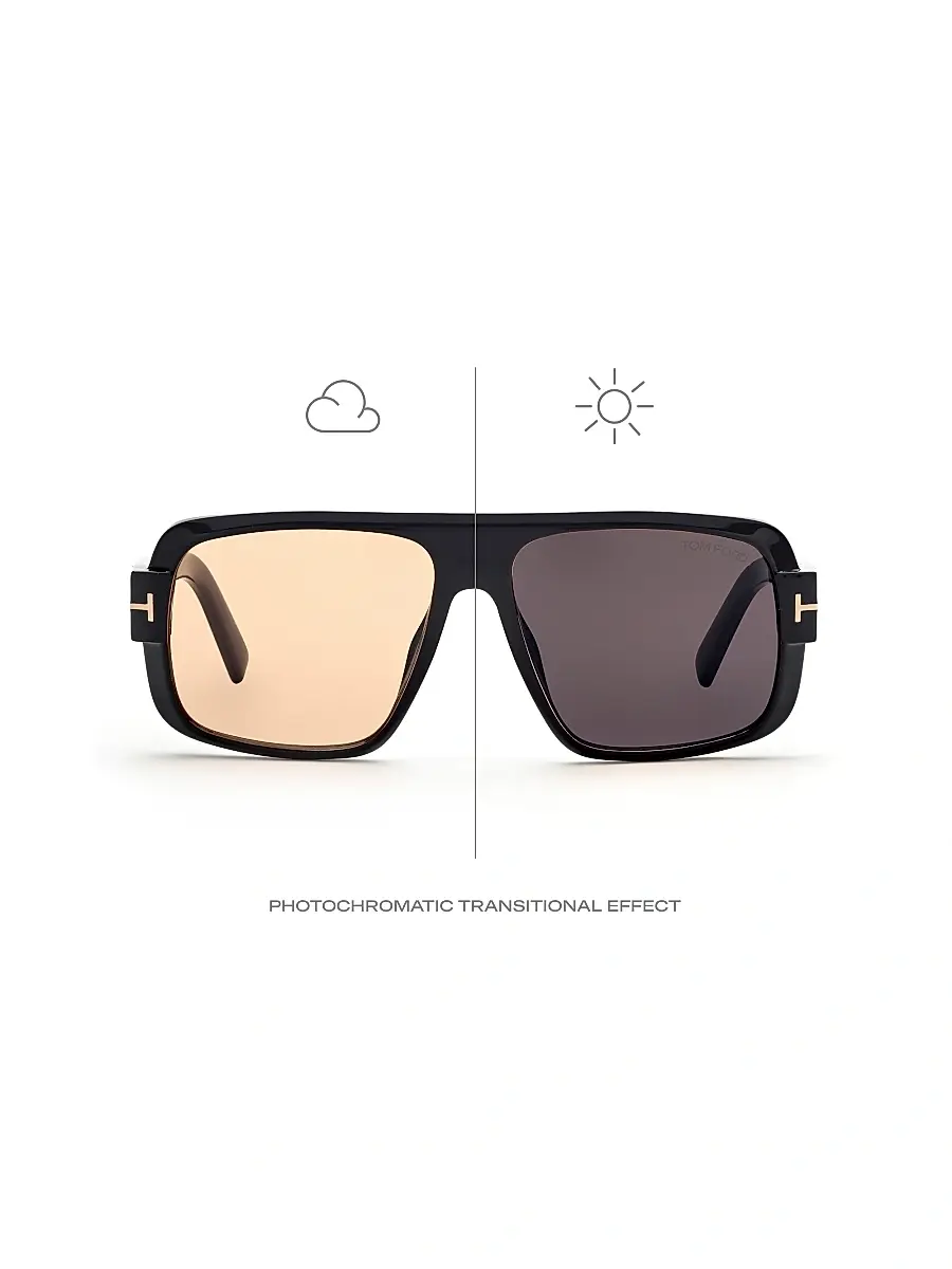 TOM FORD Men's Turner 58MM Navigator Sunglasses - Shiny Black Peach | Thumbnail 7