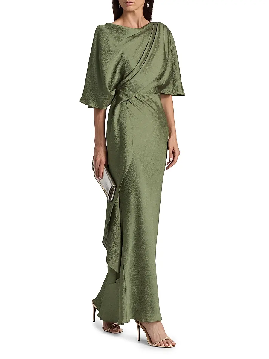 Amsale Women's Hammered Satin A-Line Gown | Thumbnail 2 Amsale Women's Hammered Satin A-Line Gown | Thumbnail 2