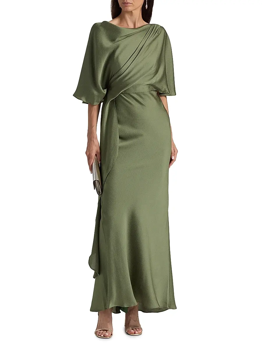 Amsale Women's Hammered Satin A-Line Gown | Thumbnail 3 Amsale Women's Hammered Satin A-Line Gown | Thumbnail 3