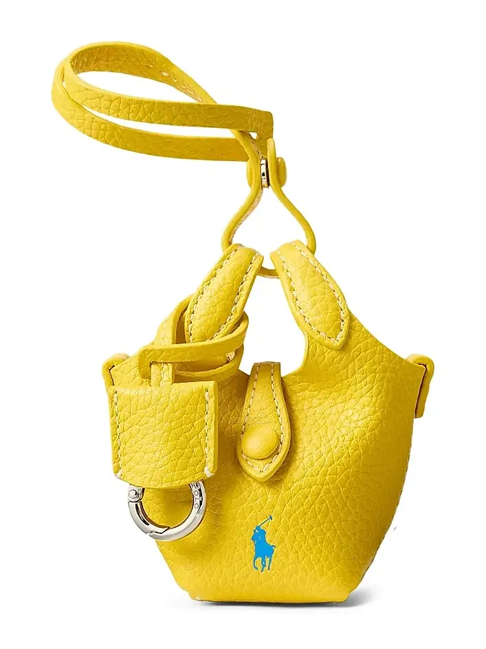 Women's Shiny Drum Pebbled Leather Bag Charm Women's Shiny Drum Pebbled Leather Bag Charm