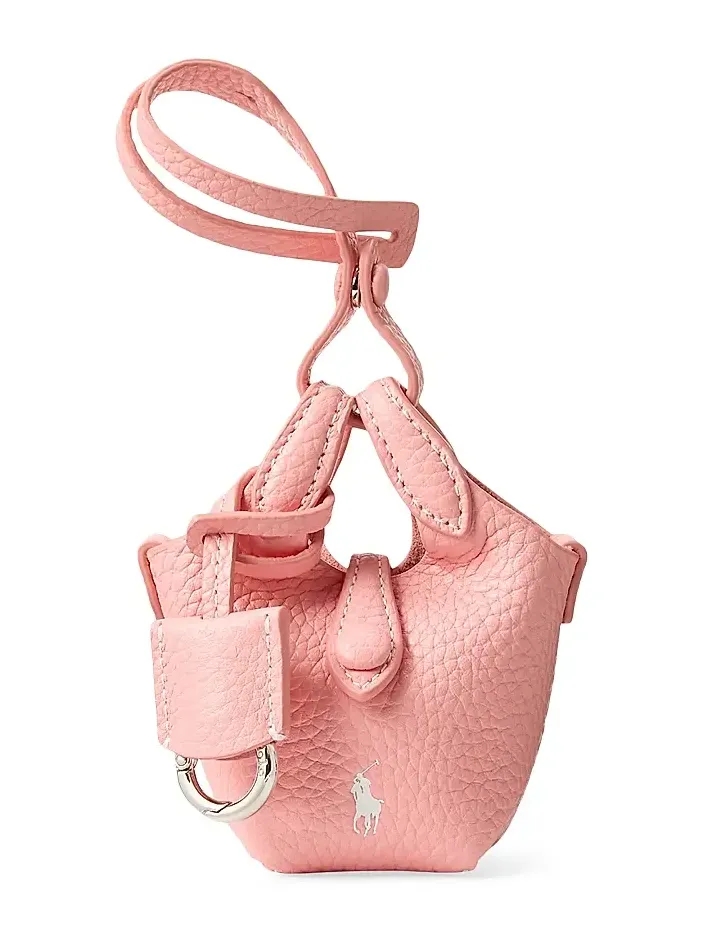 Women's Shiny Drum Pebbled Leather Bag Charm Women's Shiny Drum Pebbled Leather Bag Charm