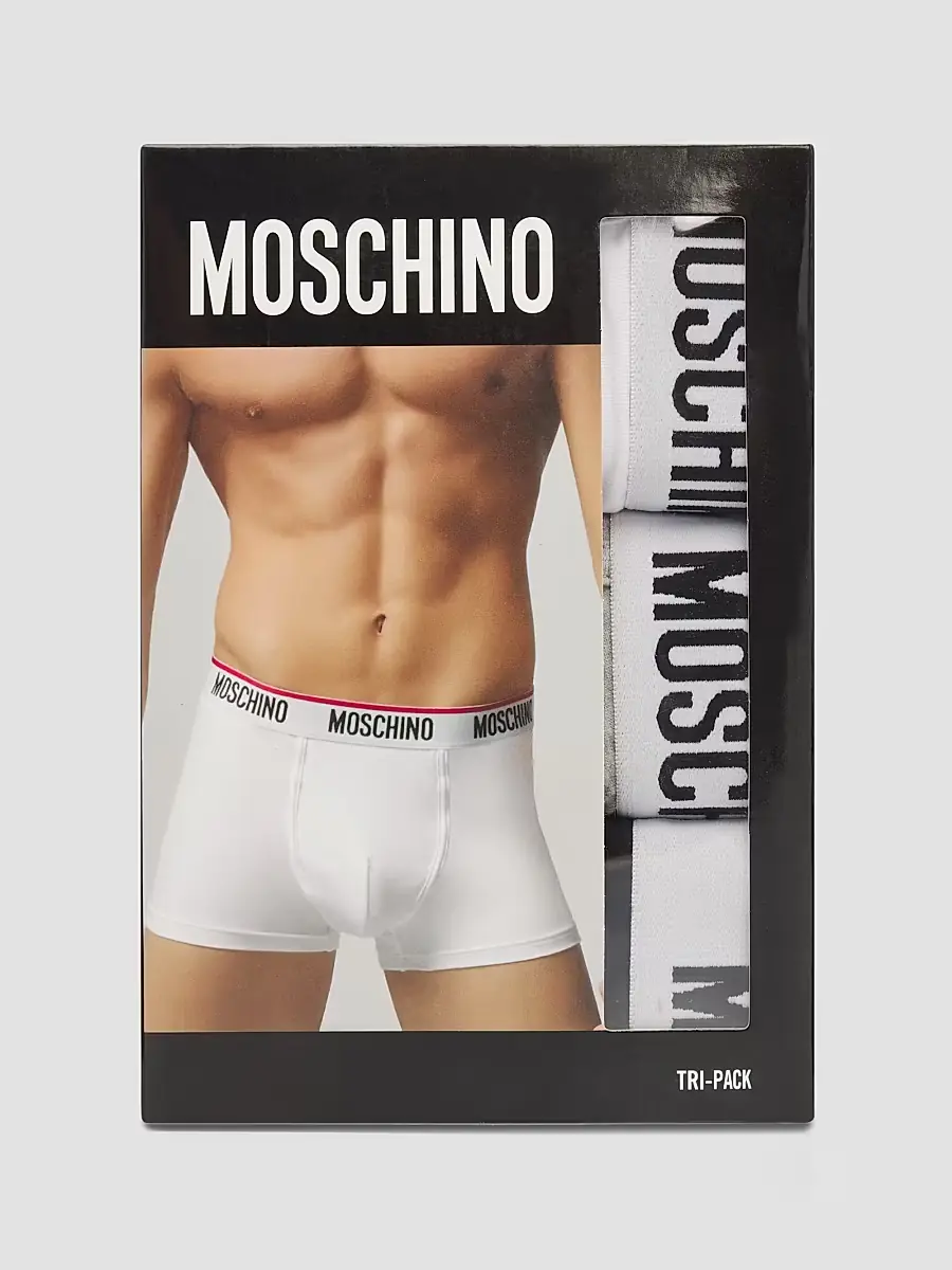 Moschino Men's Essential Logo Stretch-Jersey Trunk Brief 3-Pack - Multi Black | Thumbnail 2 Moschino Men's Essential Logo Stretch-Jersey Trunk Brief 3-Pack - Multi Black | Thumbnail 2