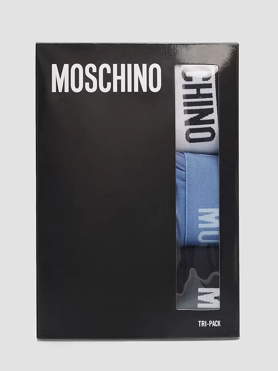 Moschino Men's Basic Logo Stretch-Jersey Micro Brief 3-Pack - Multi Blue | Thumbnail 2 Moschino Men's Basic Logo Stretch-Jersey Micro Brief 3-Pack - Multi Blue | Thumbnail 2