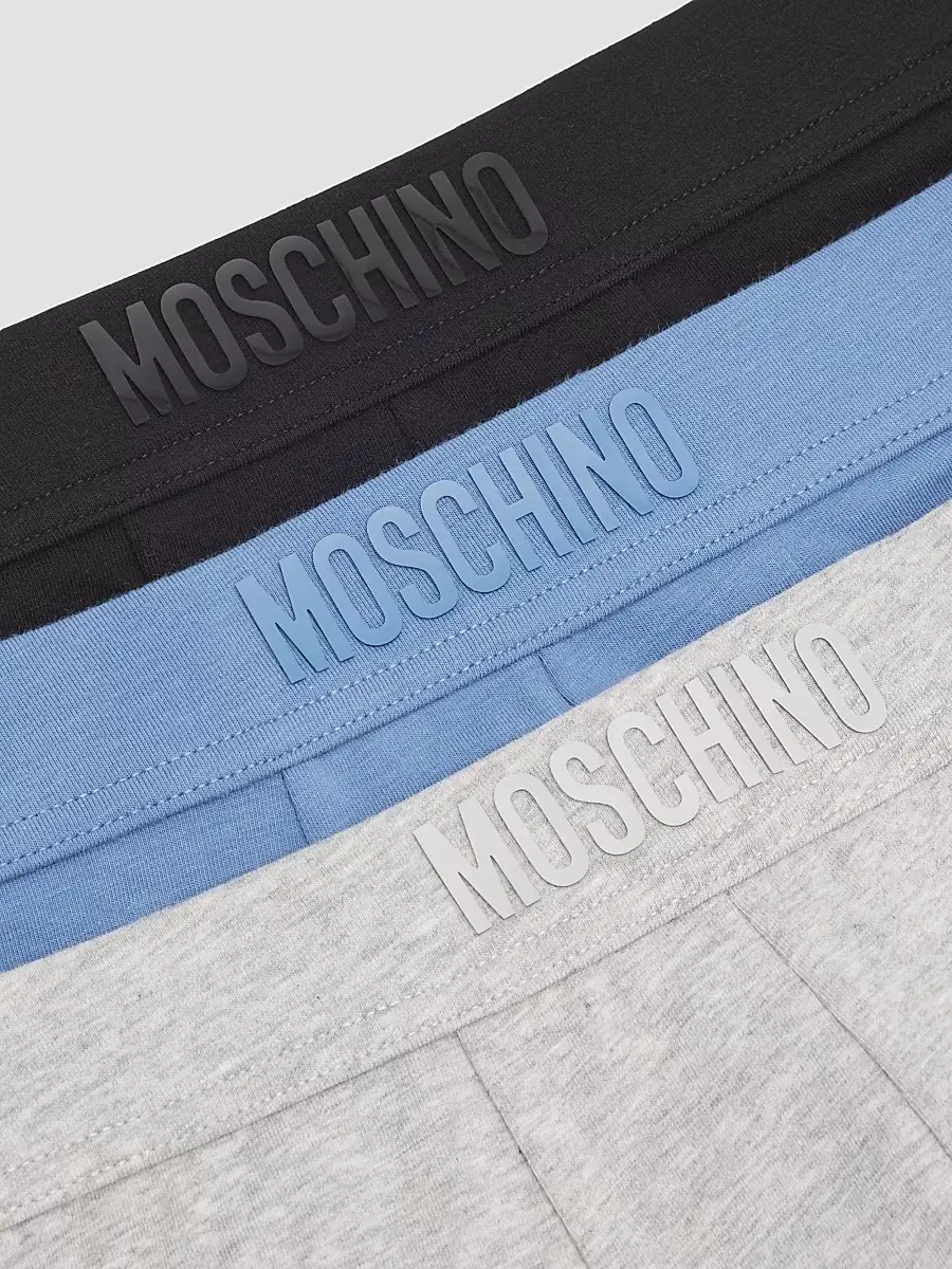MOSCHINO Men's Tonal Logo Stretch-Jersey Trunk Brief 3-Pack | Thumbnail 2 MOSCHINO Men's Tonal Logo Stretch-Jersey Trunk Brief 3-Pack | Thumbnail 2