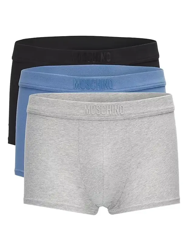 MOSCHINO Men's Tonal Logo Stretch-Jersey Trunk Brief 3-Pack