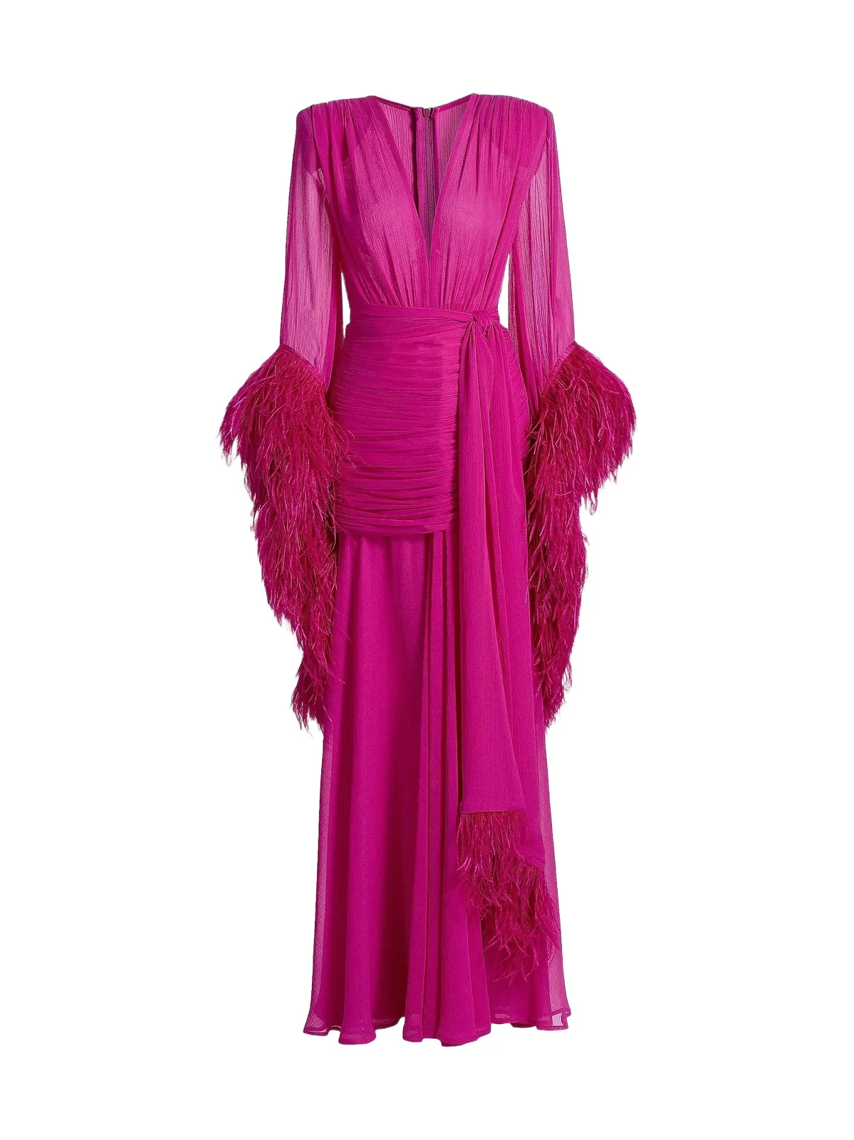 Women's Geisha Feather-Trim Chiffon Gown Women's Geisha Feather-Trim Chiffon Gown