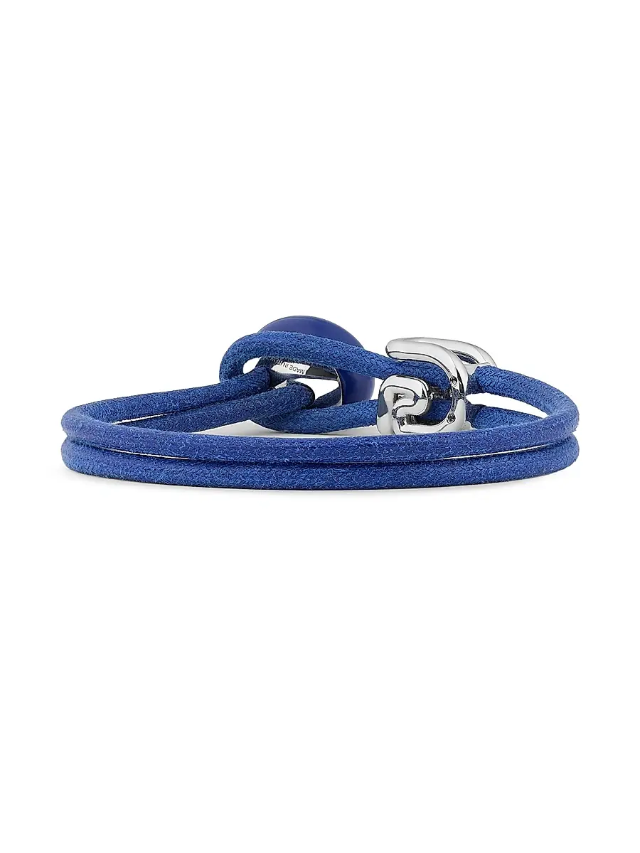 Givenchy Men's Lucky Charms Bracelet in Metal with Enamel and Cord - Silvery Blue | Thumbnail 3