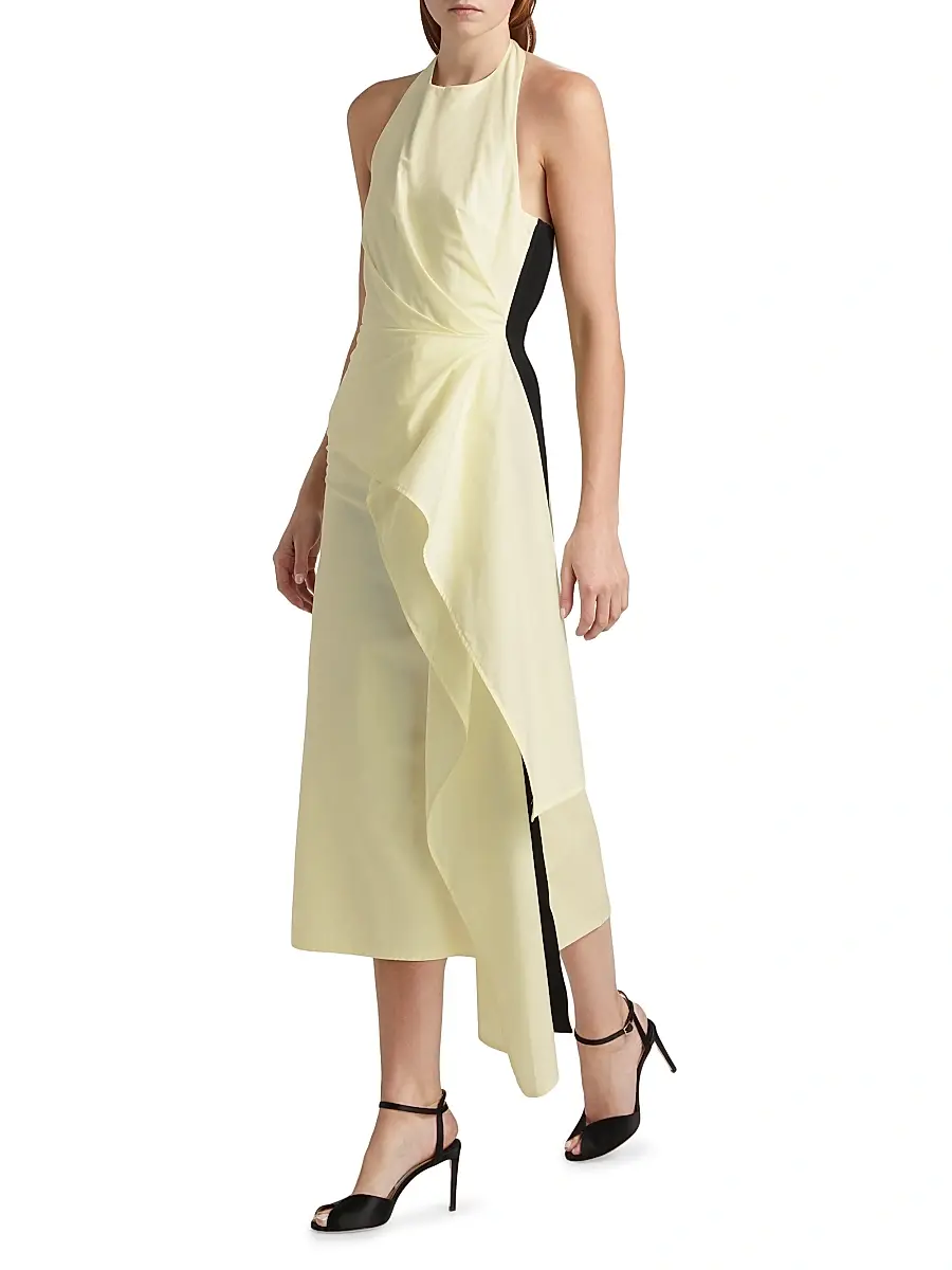 16Arlington Women's Selene Draped Cotton Halter Midi-Dress | Thumbnail 2 16Arlington Women's Selene Draped Cotton Halter Midi-Dress | Thumbnail 2