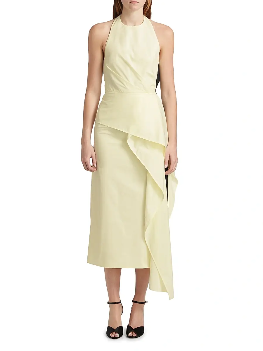 16Arlington Women's Selene Draped Cotton Halter Midi-Dress | Thumbnail 3 16Arlington Women's Selene Draped Cotton Halter Midi-Dress | Thumbnail 3