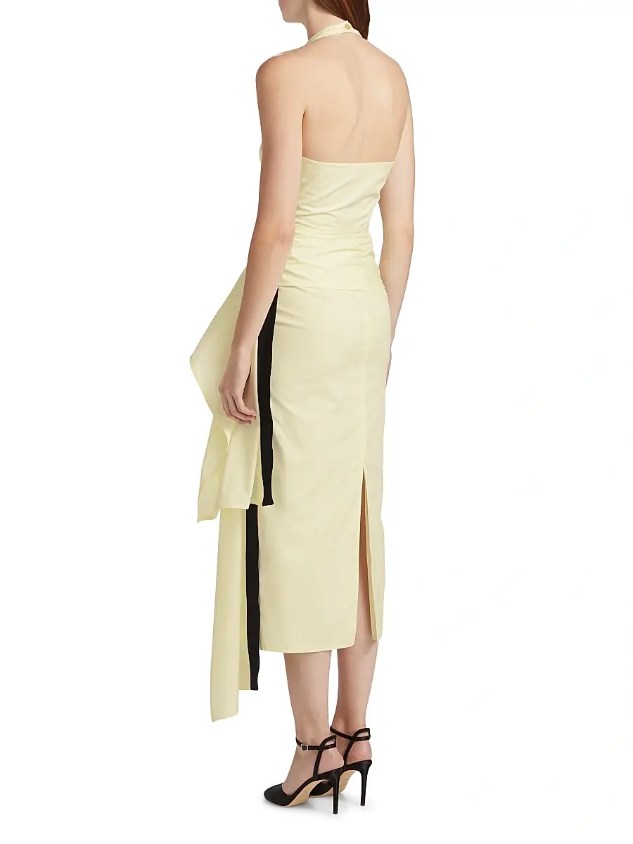 16Arlington Women's Selene Draped Cotton Halter Midi-Dress | Thumbnail 5 16Arlington Women's Selene Draped Cotton Halter Midi-Dress | Thumbnail 5