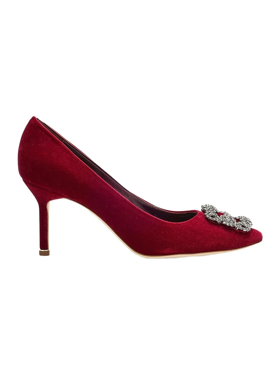 Manolo Blahnik Women's Hangisi Crystal-Embellished Buckle Pumps