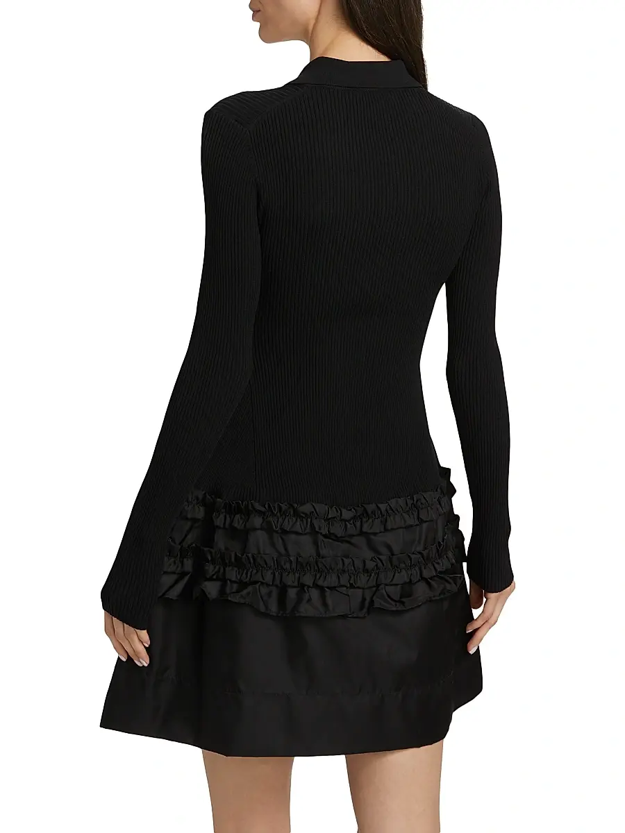 Ganni Women's Mélange Rib-Knit A-Line Minidress | Thumbnail 5