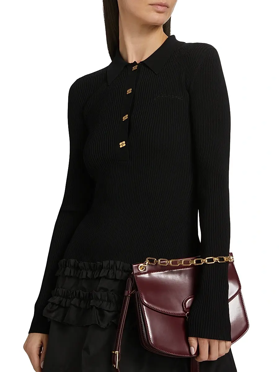 Ganni Women's Mélange Rib-Knit A-Line Minidress | Thumbnail 6