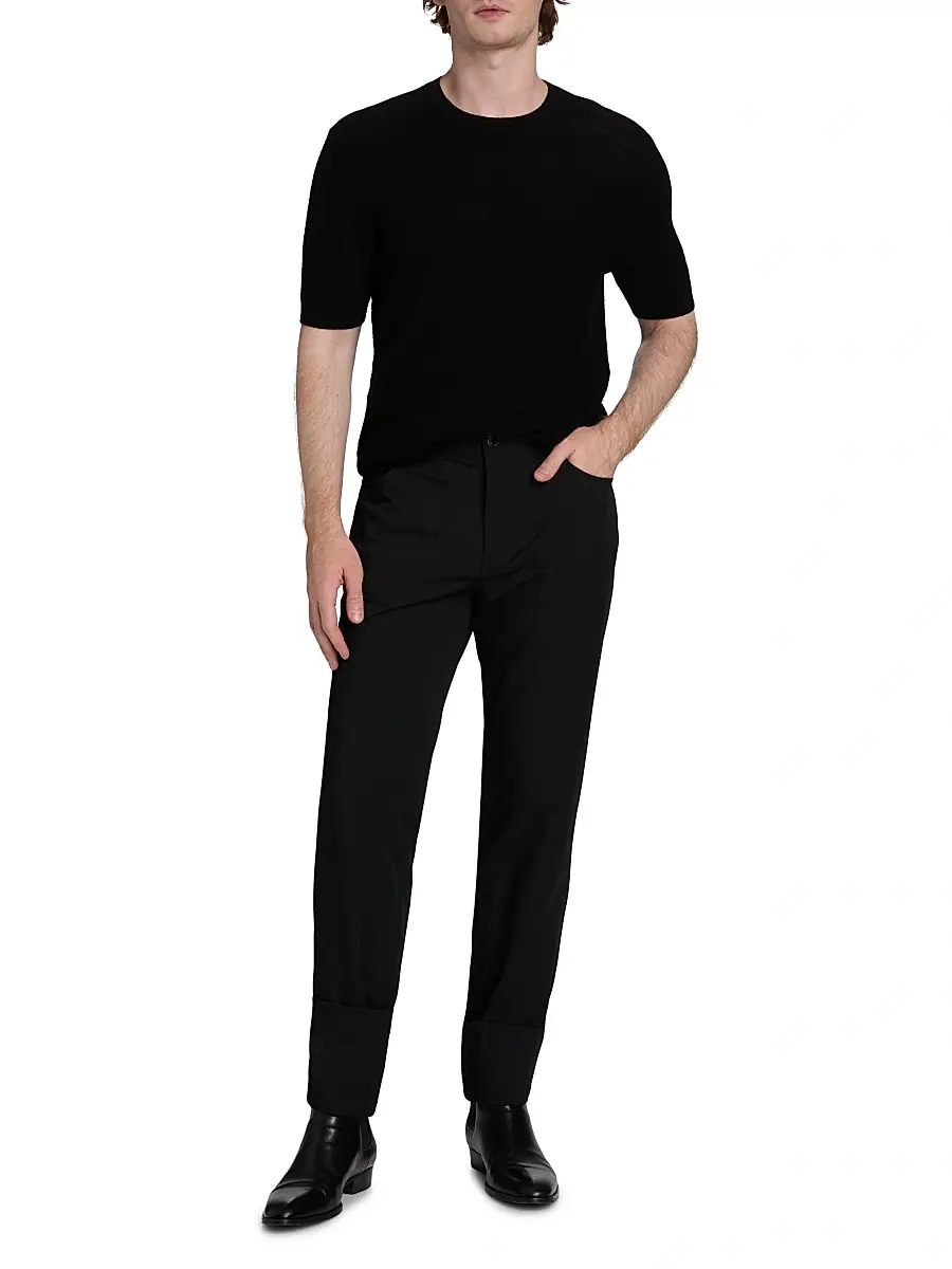 Emporio Armani Men's Chain Stitch Wool T-Shirt | Thumbnail 2 Emporio Armani Men's Chain Stitch Wool T-Shirt | Thumbnail 2
