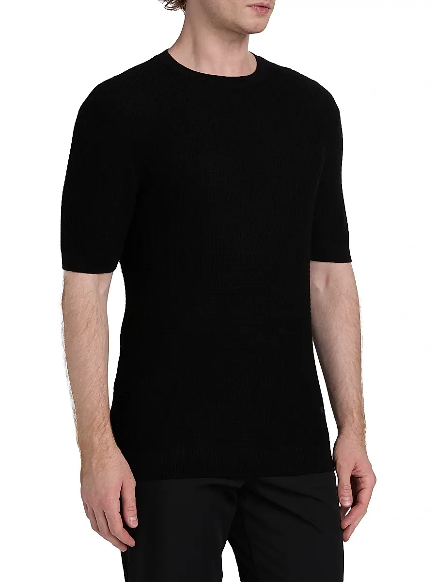 Emporio Armani Men's Chain Stitch Wool T-Shirt | Thumbnail 4 Emporio Armani Men's Chain Stitch Wool T-Shirt | Thumbnail 4