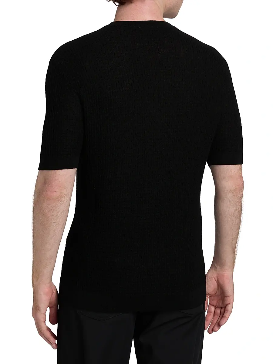 Emporio Armani Men's Chain Stitch Wool T-Shirt | Thumbnail 5 Emporio Armani Men's Chain Stitch Wool T-Shirt | Thumbnail 5