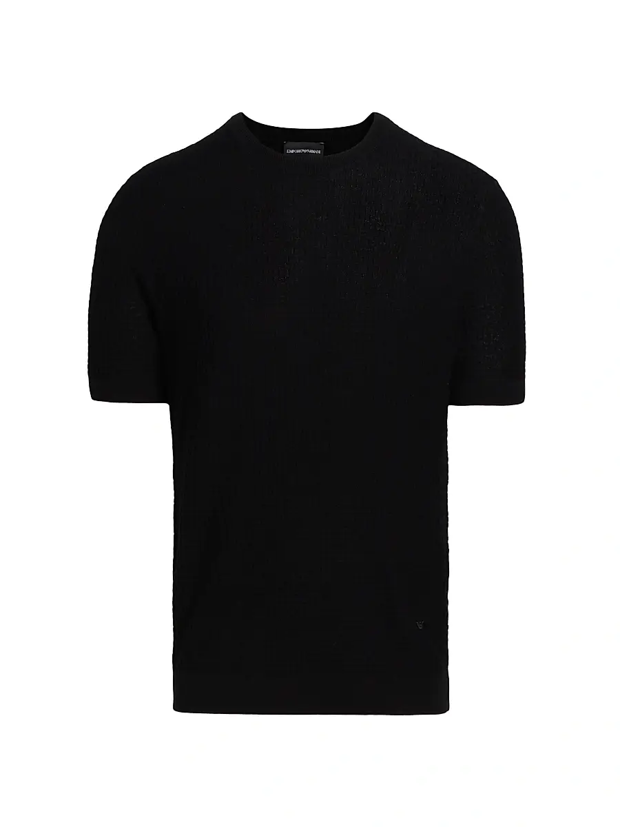 Emporio Armani Men's Chain Stitch Wool T-Shirt - Black - Size XXL | Image 1 Emporio Armani Men's Chain Stitch Wool T-Shirt - Black - Size XXL | Image 1