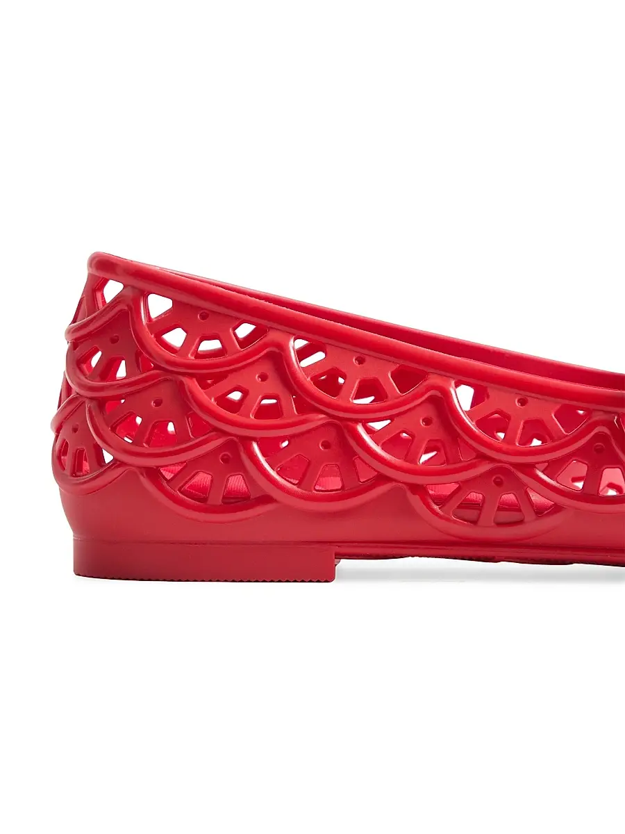 Valentino Women's Ondette Rubber 5MM Ballerinas with Scallop Pattern - Coral | Thumbnail 6 Valentino Women's Ondette Rubber 5MM Ballerinas with Scallop Pattern - Coral | Thumbnail 6