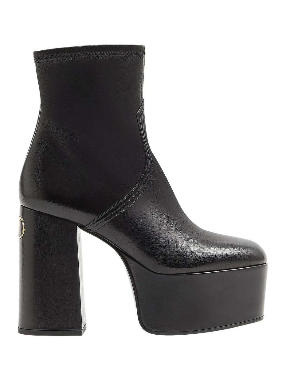 Valentino Women's Fawcette Platform Ankle 120MM Boots in Stretch Nappa - Black