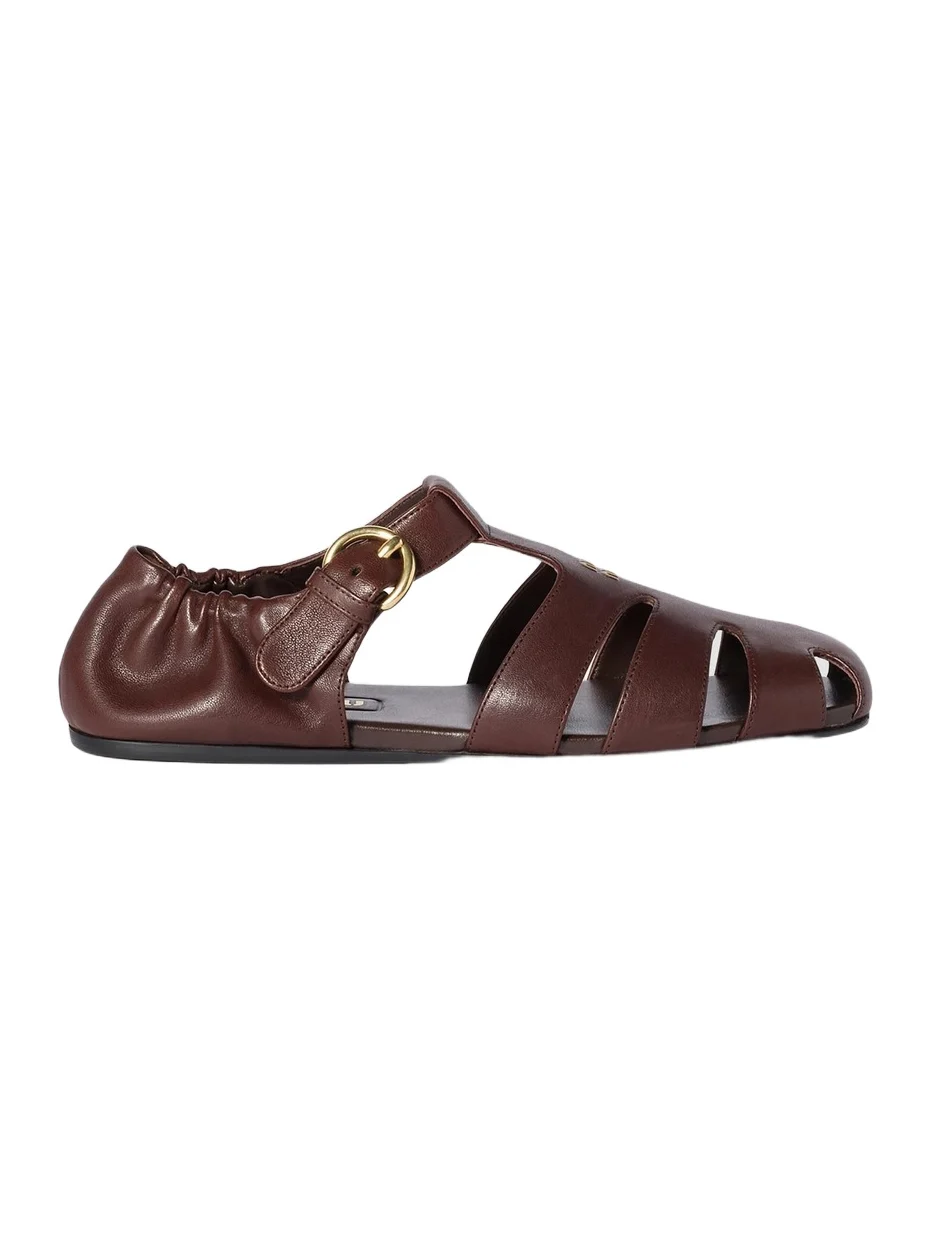 Miu Miu Women's Ruches Nappa Leather Fisherman Sandals