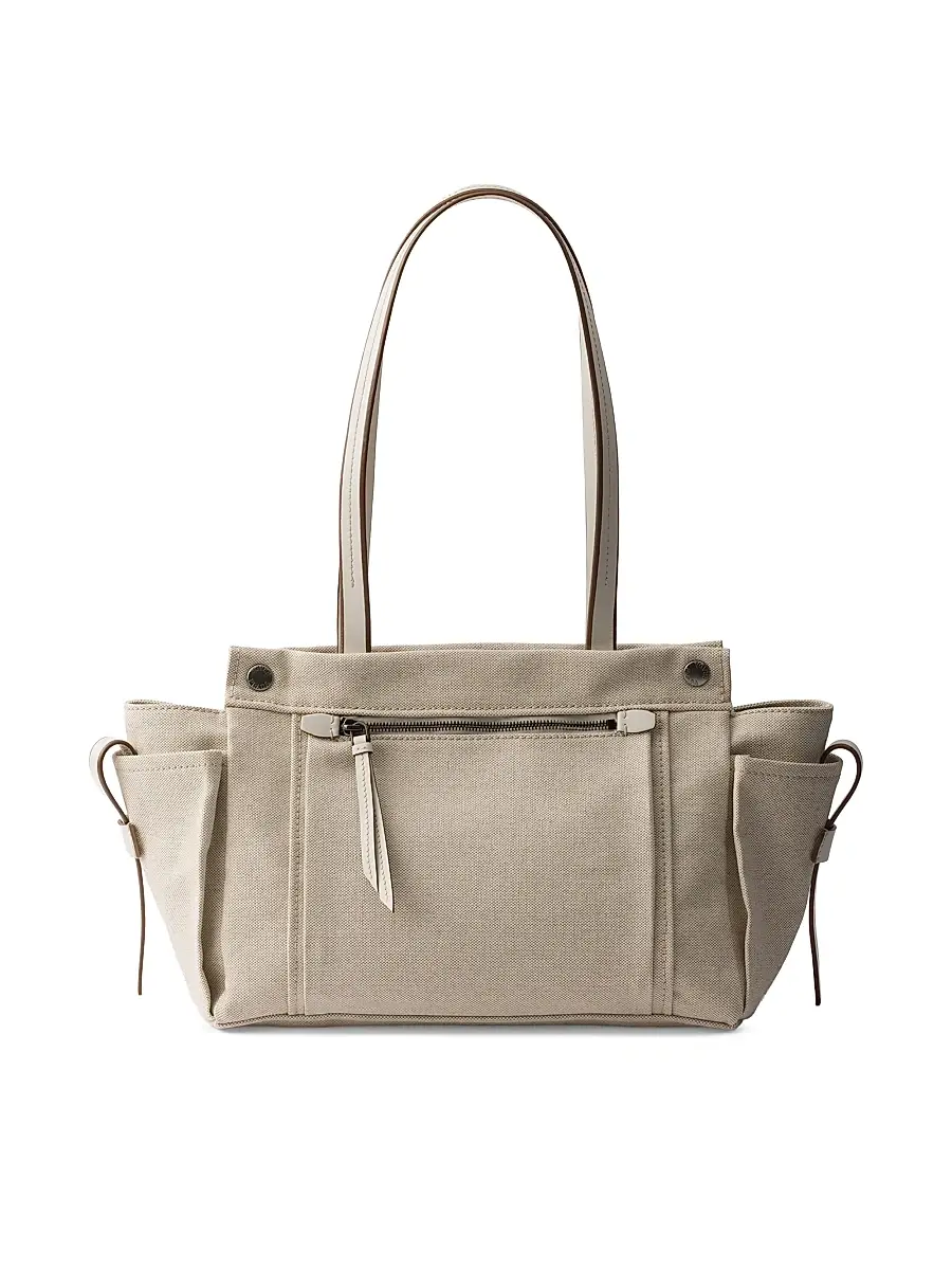 Prada Women's Route Canvas and Leather Tote Bag - Beige Khaki | Thumbnail 3 Prada Women's Route Canvas and Leather Tote Bag - Beige Khaki | Thumbnail 3