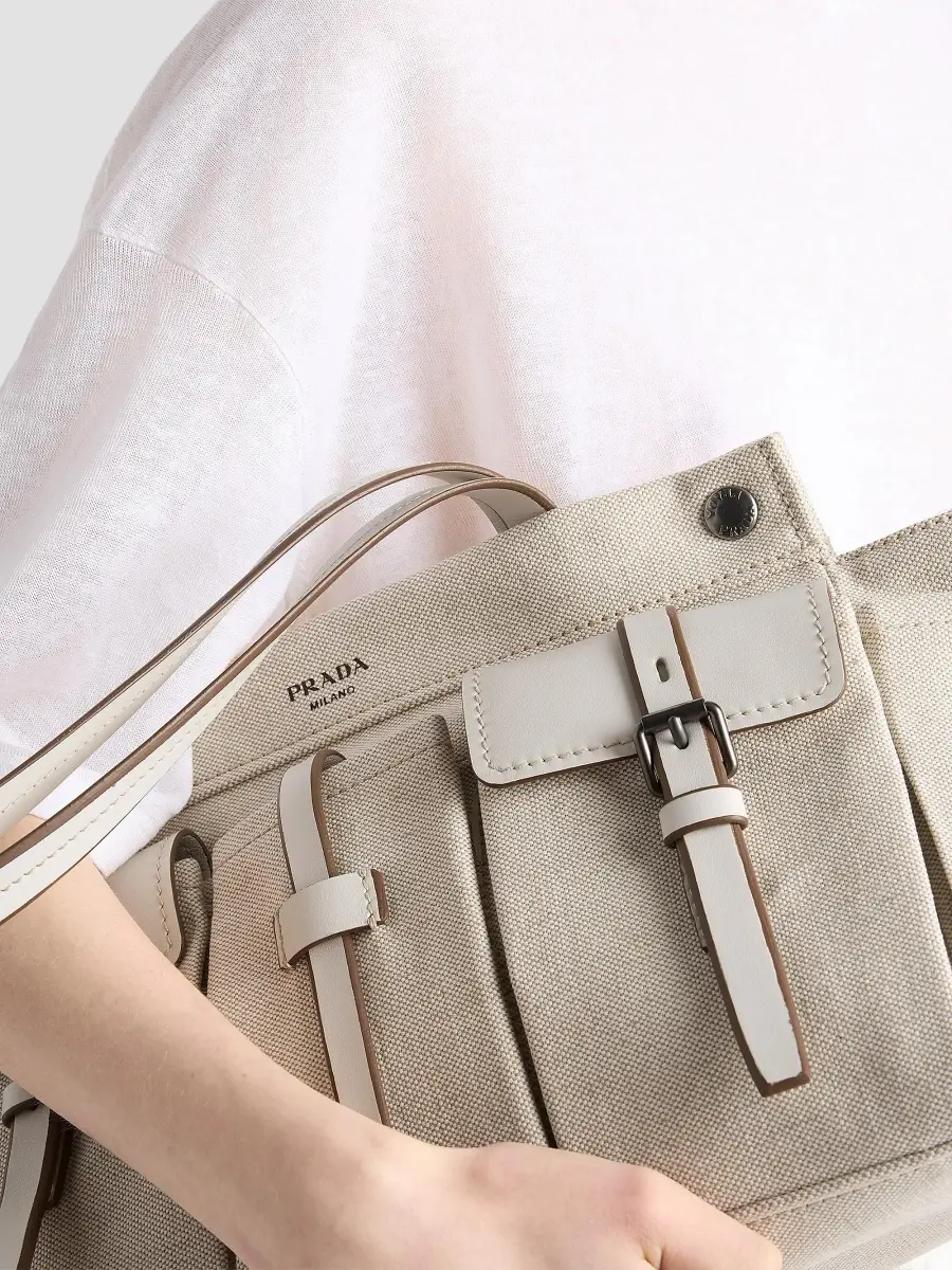 Prada Women's Route Large Canvas and Leather Tote Bag | Thumbnail 9