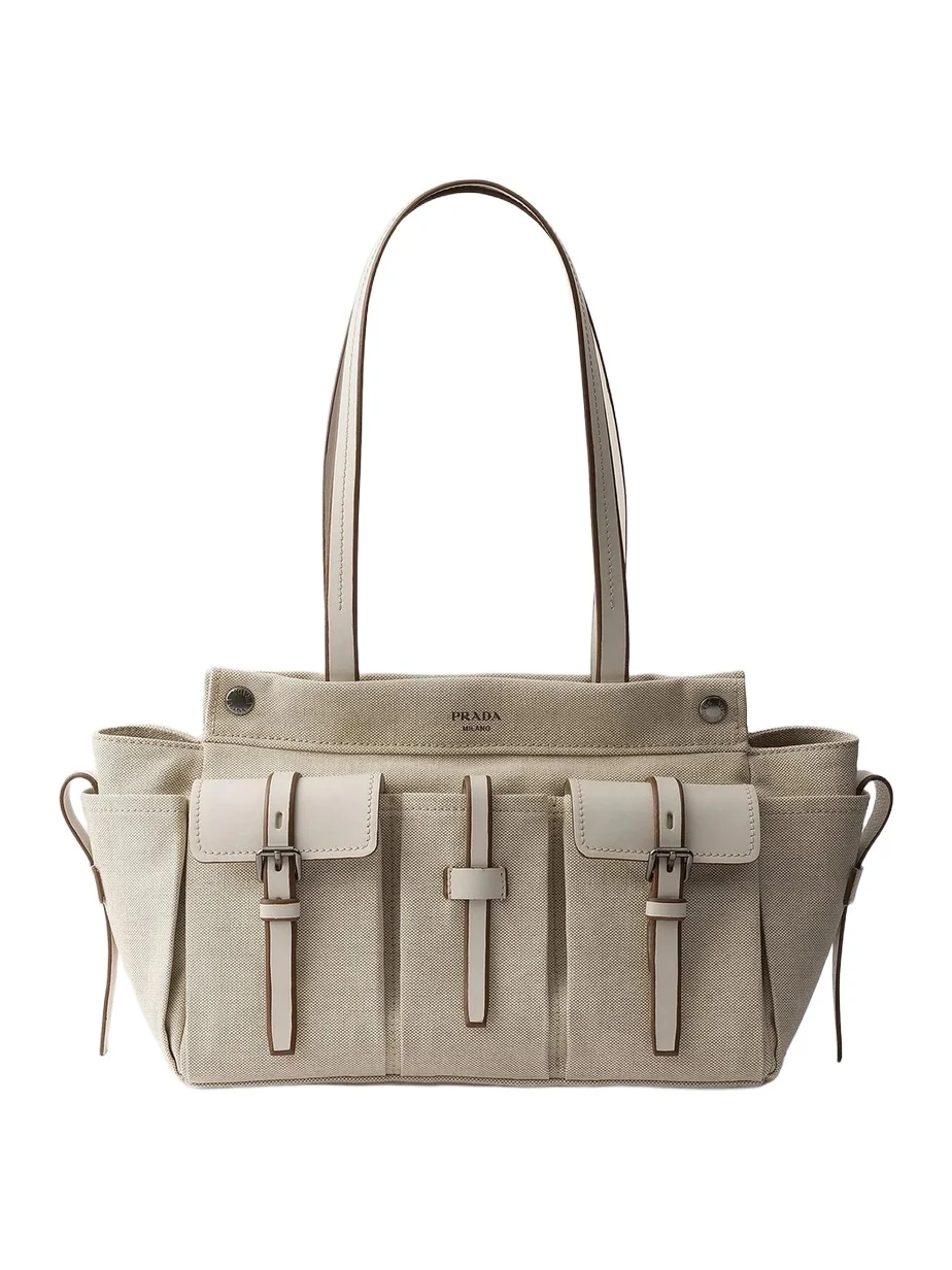 Prada Women's Route Large Canvas and Leather Tote Bag