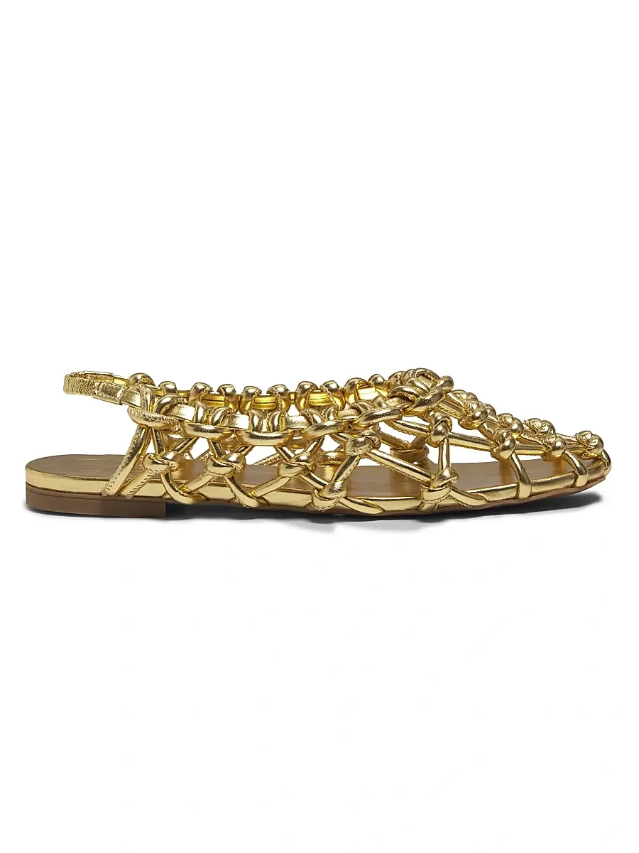 Odissì Women's Viviane Metallic Knot Woven Slingback Flat Sandals - Gold - Size 6 | Image 1 Odissì Women's Viviane Metallic Knot Woven Slingback Flat Sandals - Gold - Size 6 | Image 1