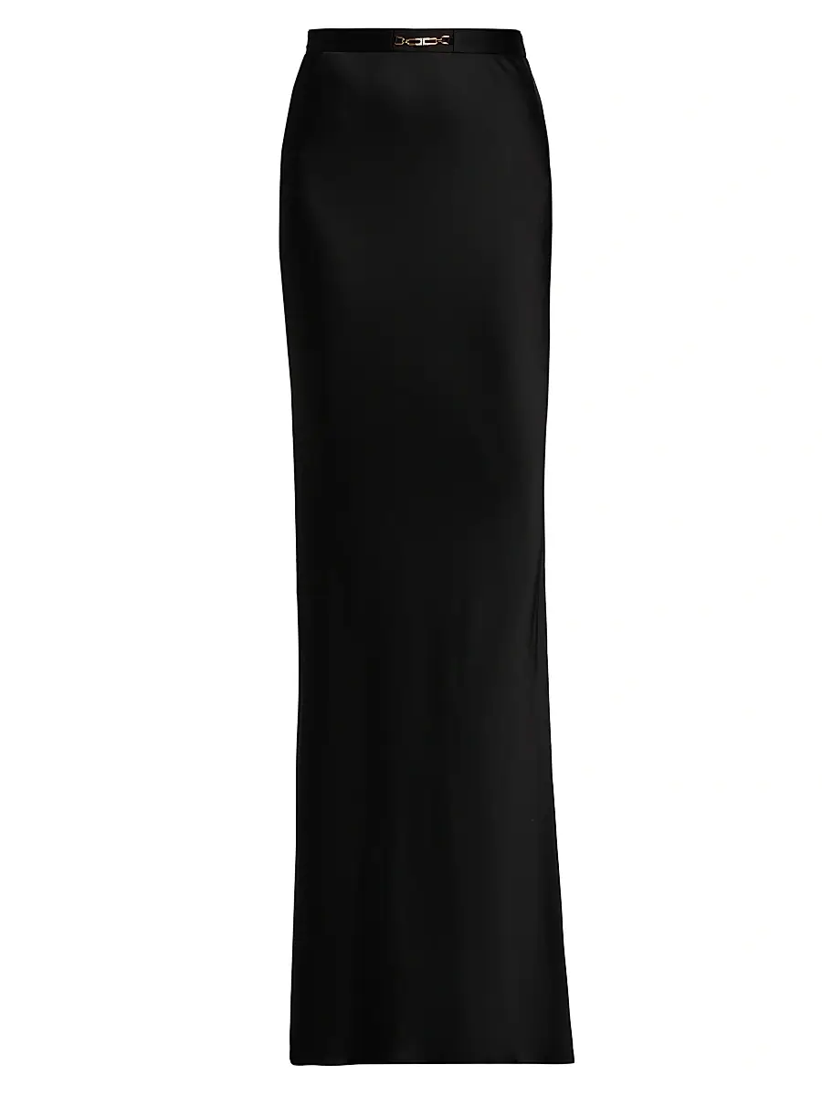 Elisabetta Franchi Women's Jewel-Detailed Satin Crêpe Maxi Skirt