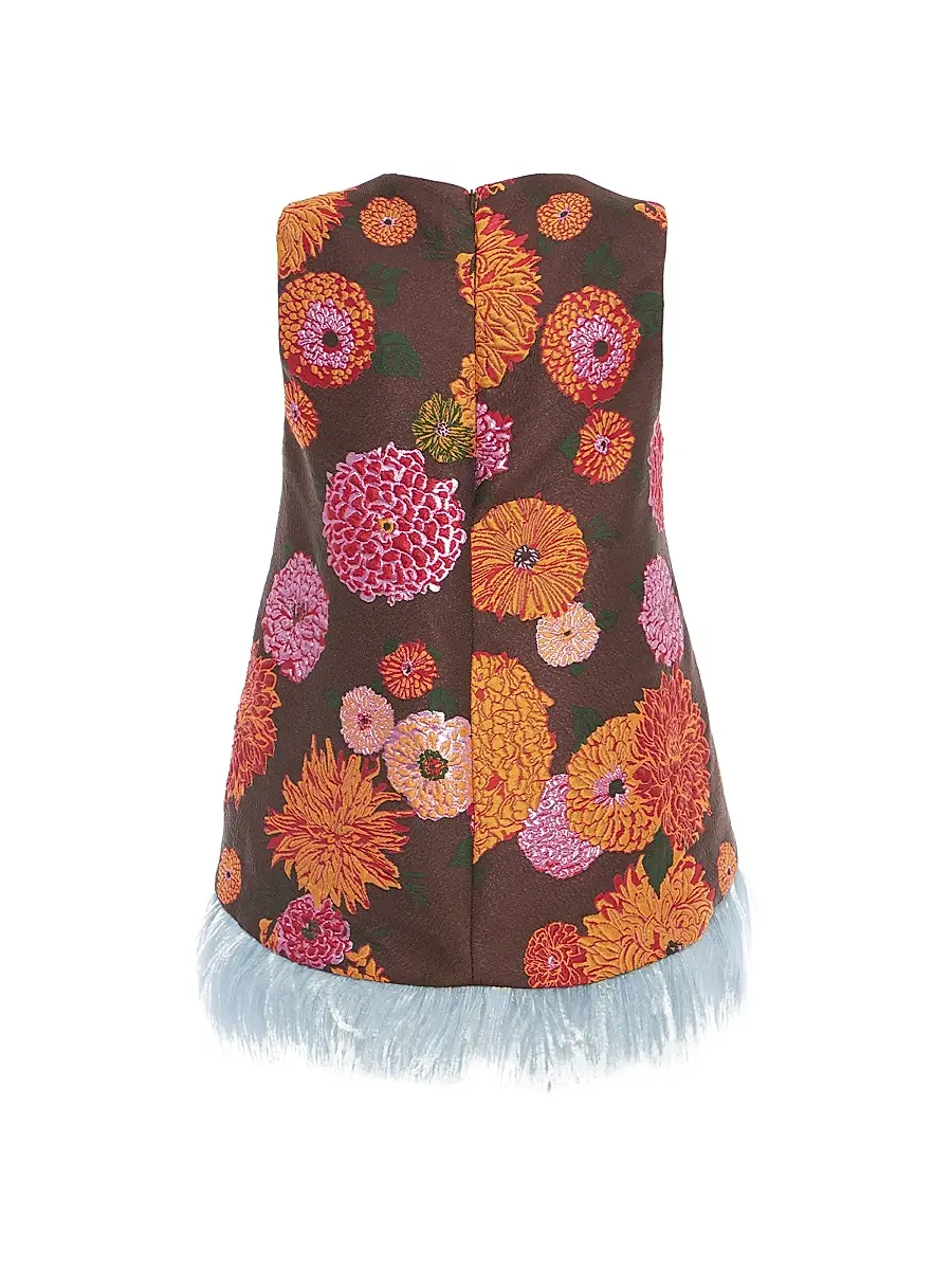 La DoubleJ Women's La Scala Top with Feathers - Jacquard Chocolate | Thumbnail 2
