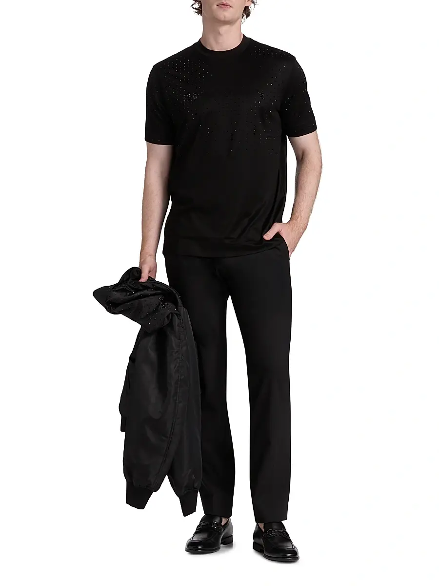 Emporio Armani Men's Clubwear Capsule Rhinestone Logo T-Shirt | Thumbnail 2