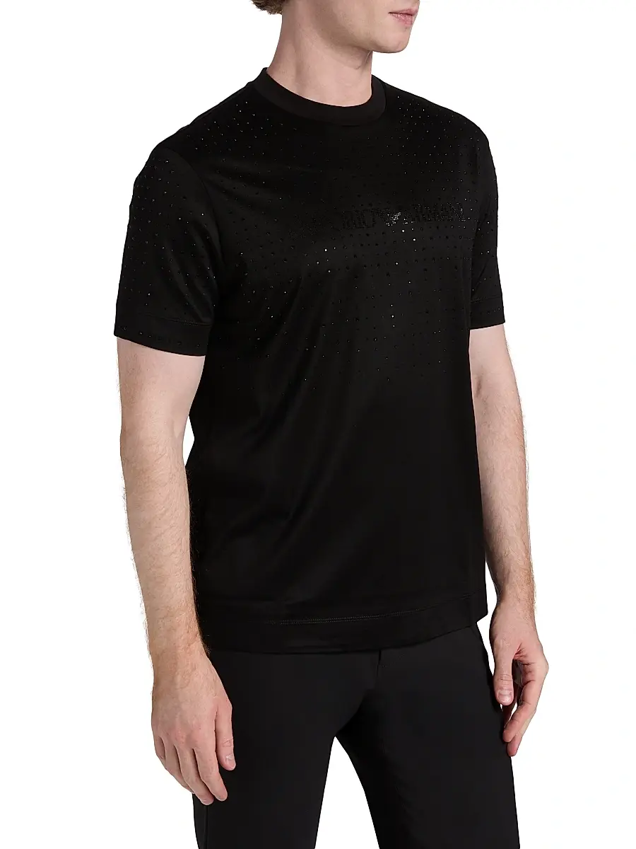 Emporio Armani Men's Clubwear Capsule Rhinestone Logo T-Shirt | Thumbnail 4