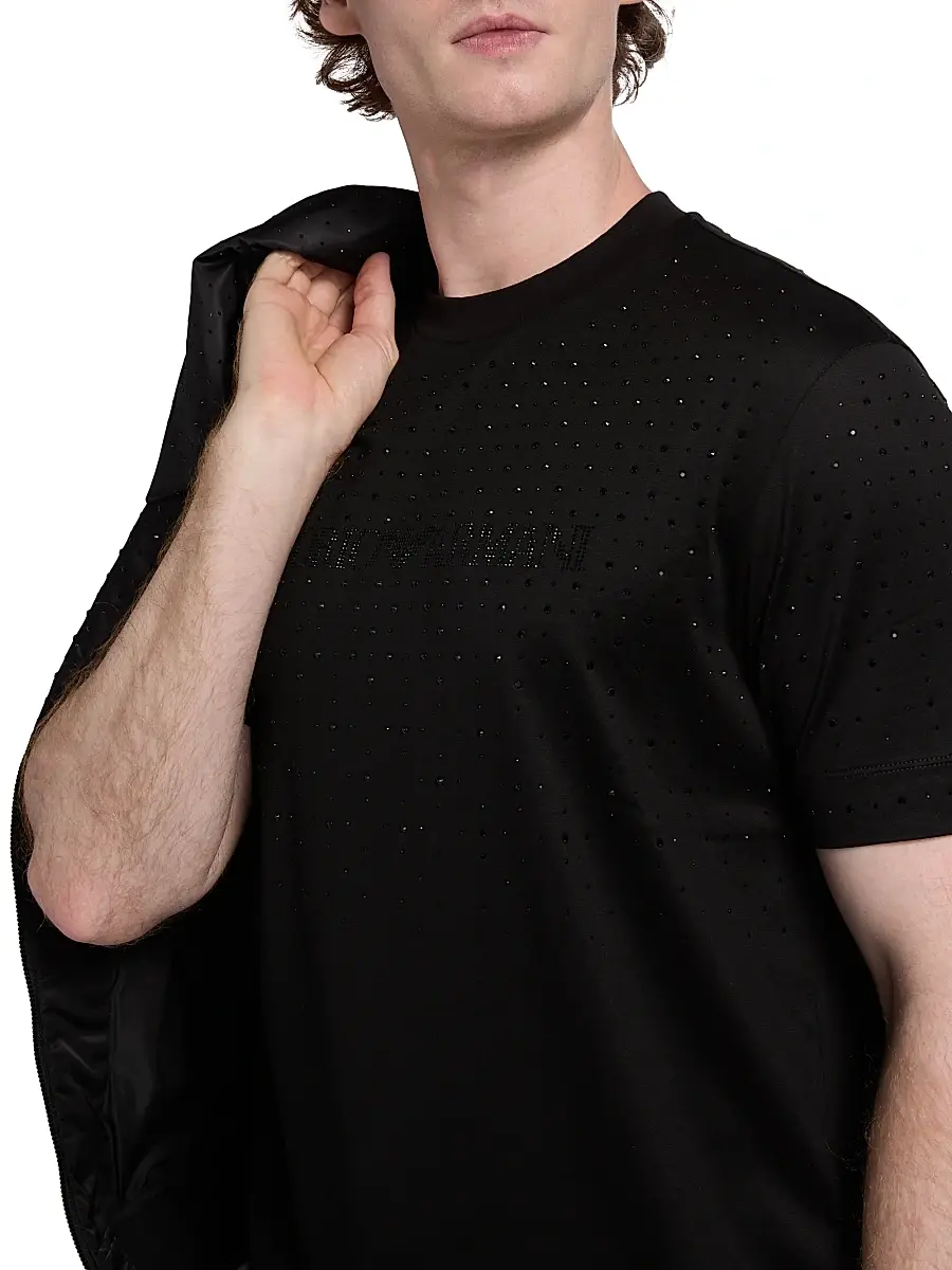 Emporio Armani Men's Clubwear Capsule Rhinestone Logo T-Shirt | Thumbnail 6