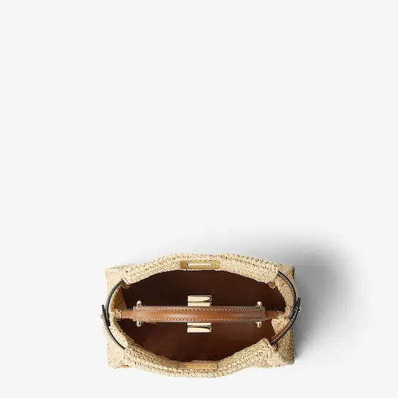 Fendi Peekaboo Mini Raffia-Effect Material Bag with Openwork Weave | Thumbnail 5 Fendi Peekaboo Mini Raffia-Effect Material Bag with Openwork Weave | Thumbnail 5