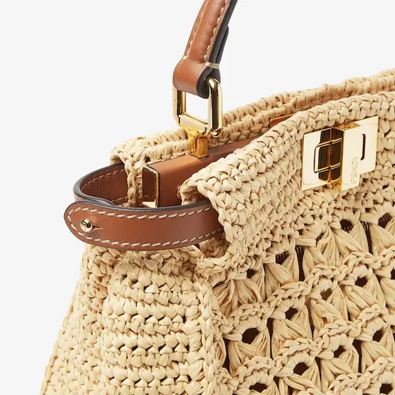 Fendi Peekaboo Mini Raffia-Effect Material Bag with Openwork Weave | Thumbnail 6 Fendi Peekaboo Mini Raffia-Effect Material Bag with Openwork Weave | Thumbnail 6