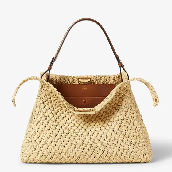 Fendi Way Large Woven Raffia-Effect Material Bag | Thumbnail 3