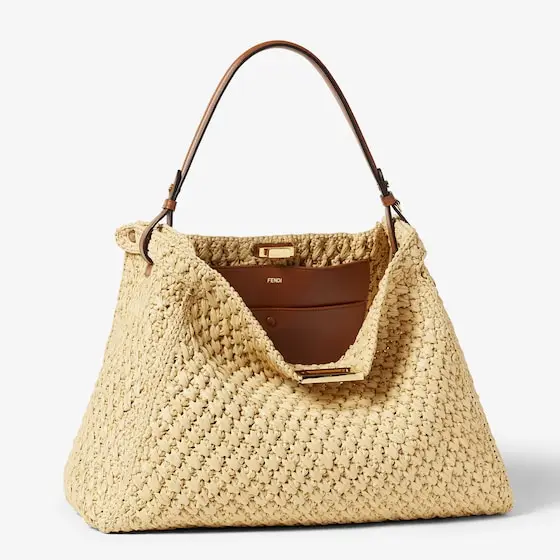 Fendi Way Large Woven Raffia-Effect Material Bag | Thumbnail 4