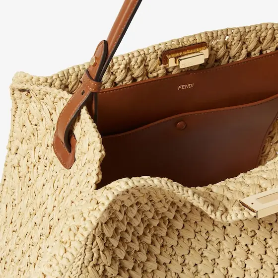 Fendi Way Large Woven Raffia-Effect Material Bag | Thumbnail 7
