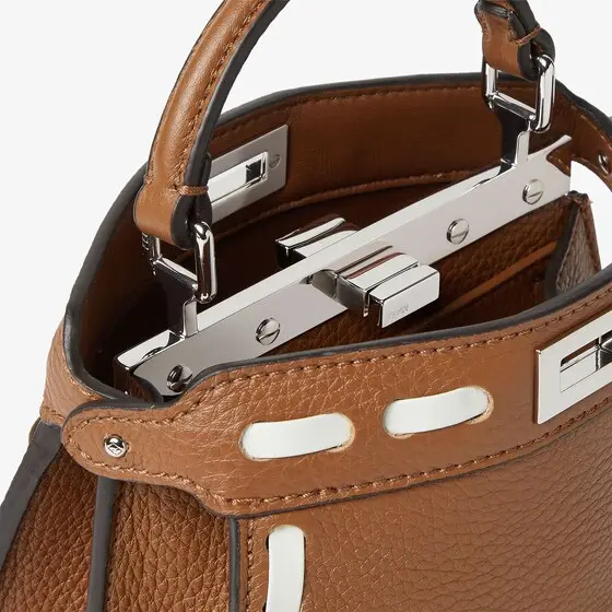 Fendi Peekaboo ISeeU Petite Sellier Brown Cuoio Romano Leather Bag with Oversized Stitching | Thumbnail 5 Fendi Peekaboo ISeeU Petite Sellier Brown Cuoio Romano Leather Bag with Oversized Stitching | Thumbnail 5