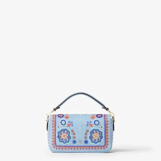 Fendi Baguette Mini Denim Bag with Multicolor Embroidery | Thumbnail 3 Fendi Baguette Mini Denim Bag with Multicolor Embroidery | Thumbnail 3