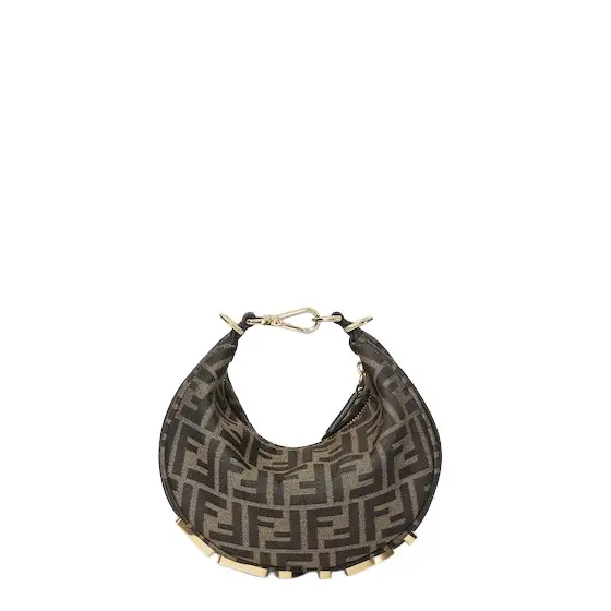 Fendi Mini hobo bag made of brown FF jacquard motif fabric | Image 1 Fendi Mini hobo bag made of brown FF jacquard motif fabric | Image 1