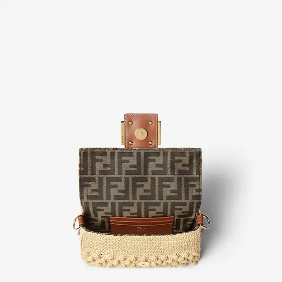 Fendi Baguette Mini Hazelnut-Stitch Raffia-Effect Material Bag | Thumbnail 4 Fendi Baguette Mini Hazelnut-Stitch Raffia-Effect Material Bag | Thumbnail 4