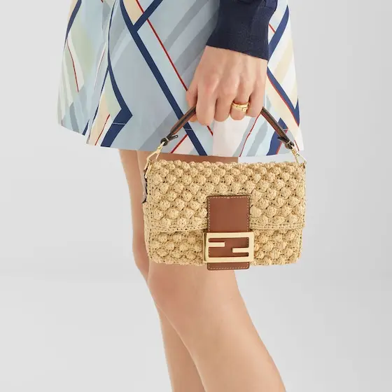 Fendi Baguette Mini Hazelnut-Stitch Raffia-Effect Material Bag | Thumbnail 6 Fendi Baguette Mini Hazelnut-Stitch Raffia-Effect Material Bag | Thumbnail 6