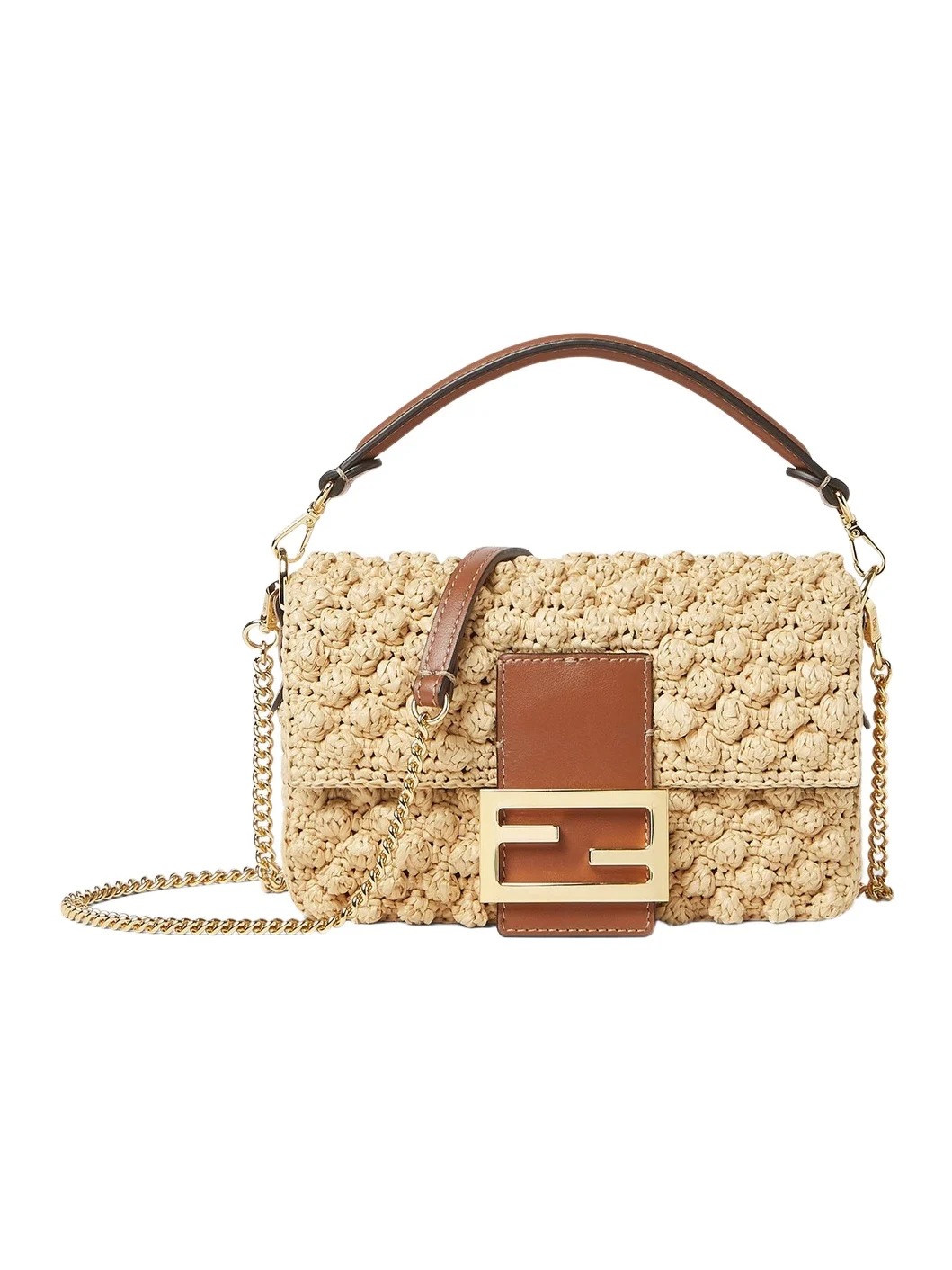 Baguette Mini Hazelnut-Stitch Raffia-Effect Material Bag Baguette Mini Hazelnut-Stitch Raffia-Effect Material Bag